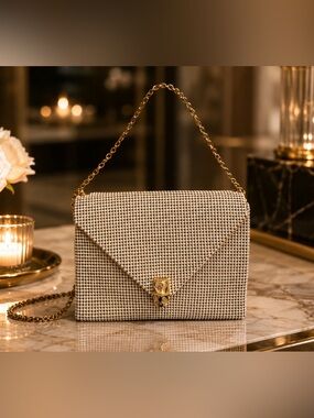 Elegant Cream Chainmail Women's Bag